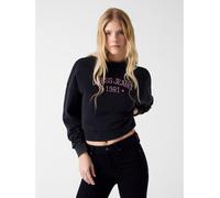 Guess Women's Star Cropped Crew Sweatshirt Noir de jais 12 (M) Female