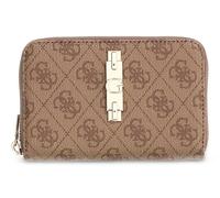 GUESS Porte-Monnaie Yvonne Logo SLG Medium Zip Around Wallet Latte Logo Marron Clair