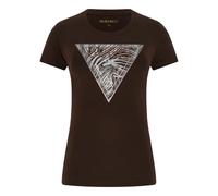 Guess - Zebra Triangle Tee - Femme - Tops - Brun - Taille: 36 FR