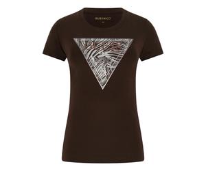 Guess - Zebra Triangle Tee - Femme - Tops - Brun - Taille: 36 FR