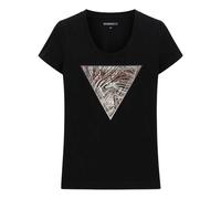 Guess - Zebra Triangle Tee - Femme - Tops - Noir - Taille: 44 FR