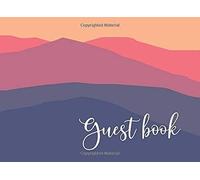Guest Book: 8.25 X 6, 108 Pages / 54 Sheets, Peach, Pink, Purple, Blue Mountains