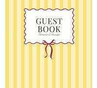 Guest Book: Yellow Stripes Guestbook with Photo Space: 8.5x8.5 Memory Book for Airbnb, Weddings, Vacation Rentals and Baby Showers | 120 Pages for ... Sign In Book for Visitors and Special Events