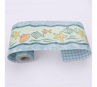 Guest Ruyunlai Bordure de papier peint dessin animé dessin poisson étoile de mer Décoration murale amovible Frise Murale Autocollant Papier Peint Autocollant imperméable en PVC Plinthe 10cm X 1000cm
