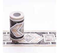 Guest Ruyunlai Bordure de papier peint Frise Murale Adhesive Bordure Papier Peint Frise Autocollante pour Cuisine, Salle de Bains, Plafond, Salon, Chambre Décoration Murale noir moderne 10cm X 1000cm