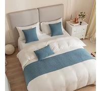 Guest Ruyunlai Chemin de Lit Hôtel Doux Qui ne se Décolore Pas, Moderne Nordique Accueil Literie Drapeau Drapeau Queue De Lit Décoration de la Maison Bleu Brume 2 Pillowcases(45X45cm)