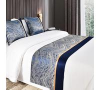 Guest Ruyunlai Couvre-lit de luxe de qualité hôtelière bleu avec 2 taies d'oreiller (50x50 cm) - Tissu élégant et confortable avec finition anti-rides et de qualité supérieure