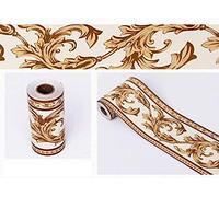 Guest Ruyunlai Frise Murale Adhesive Bordure Papier Peint Frise Autocollante pour Cuisine, Salle de Bains, Plafond, Salon, Chambre Décoration Murale Fleurs brunes 10cm X 900cm