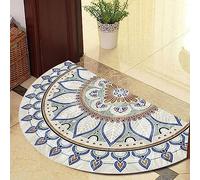 Guest Ruyunlai Tapis Absorbant Semi Circulaire Rond Moquette Tapis Entree De Sol Exterieur Deco Terrasse Paillassons Interieur pour EntréE ExtéRieur Flamme Bleue 60x90cm