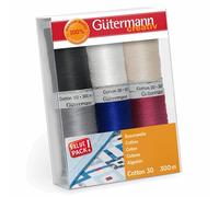 Guetermann 734022-1 Lot de 6 bobines de Fil à Coudre en Coton Taille 30 100, Multicolore, Unique, Set de 600 Pièces Taille Unique