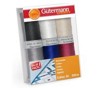 Guetermann Gutermann 734022-1 Lot de 6 bobines de Fil à Coudre en Coton 30 100, Multicolore, Taille unique, Set de 600 Pièces