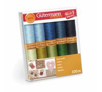 Gütermann Coton Fil Set - 10 X 100m Bobines - Bleu Et Vert Nuances 734521 \ 5
