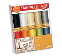 Gütermann Coton Fil Set - 10x 100m Bobines Mix Couleurs - Patchwork Matelassage