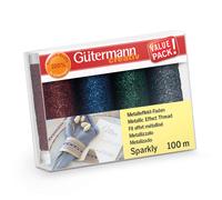 Gütermann Couture Fil Set: Scintillant: 4 X 100m, 734366 or Argent Rouge Bleu
