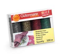 Gütermann Couture Fil Set: Scintillant: 4 X 100m, 734366 or Argent Rouge Bleu