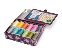 Gütermann Creativ Coffret de Fils à Coudre Cotton 30 avec Aiguilles et Étiquettes - Fils Naturels pour Couture et Broderie, 12 x 300m - 1 Ensemble