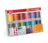 Guetermann Gutermann 734023-1 Lot de 12 bobines de Fil à Coudre en Coton 30 100, Multicolore, Taille unique, Set de 1200 Pièces