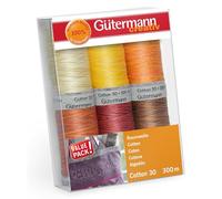 Gütermann creativ Kit de fil à coudre avec 6 bobines Cotton 30 300 m dans différents coloris multicolores