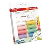 Gütermann creativ Kit de fil à coudre avec 8 bobines de fil Pour Tout Coudre 100 m dans des couleurs pastel + une réglette à ourlet