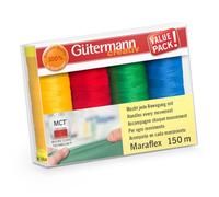 Gütermann Fils à coudre élastiques Maraflex 4×150 m, multicolore, haute extensibilité, Var. 2
