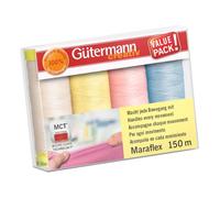 Gütermann Creativ Maraflex Ensemble de Fils à Coudre Élastique Haute Extensibilité - Fils Multicolores pour Encolures et Coutures, Variation de Couleurs 3, 4 x 150m - 1 Ensemble