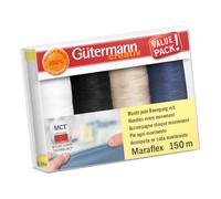 Gütermann Creativ Maraflex Ensemble de Fils à Coudre Élastique Haute Extensibilité - Fils Multicolores pour Encolures et Coutures, Variation de Couleurs 1, 4 x 150m - 1 Ensemble