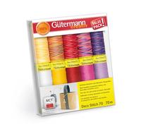 Gütermann creativ Set de fil à coudre avec 10 bobines de fil décoratif Deco Stitch 70 70 m, différentes couleurs unies et multicolores