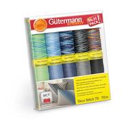 Gütermann creativ Set de fil à coudre avec 10 bobines de fil décoratif Deco Stitch 70 70 m, différentes couleurs unies et multicolores