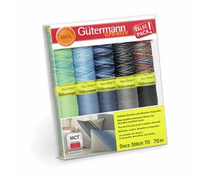 Gütermann Décoratif Point Fil Set - 10 X 70m Bobines - Bleus, Verts 702166 \ 2