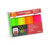 Gütermann Ensemble de Fils néon, Polyester, Neon Assorted, 4 Pack