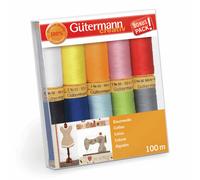 Gutermann 734521-2 Lot de 10 Bobines de Fil en Coton Naturel Multicolore 100 M