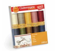 Gütermann Fil Set : Coton Naturel C Numéro 50 - 10 X 100m - Couleur Assortiment