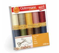 Gütermann Fil Set : Coton Naturel C Numéro 50 - 10 X 100m - Couleur Assortiment