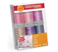 Guetermann Gutermann 734022-4 Lot de 6 bobines de Fil à Coudre en Coton 30 100, Rose/Violet, Taille unique, Set de 600 Pièces
