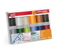 Guetermann Gutermann 734023-2 Lot de 12 bobines de Fil à Coudre en Coton 30 100, Multicolore, Taille unique, Set de 1200 Pièces