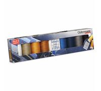 Gütermann creativ Set de fil à coudre avec 8 bobines fil jeans professionnel Denim 100 m dans des coloris typiques pour coutures jeans + 5 aiguilles à coudre pour jeans SCHMETZ