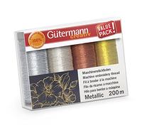 Gütermann Jeu de Fils métalliques, Polyester, Metallic Assorted, 4 Pack