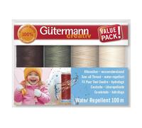 Gütermann Kit de couture hydrofuge 4 x 100 m, couleur 02 gris/crème