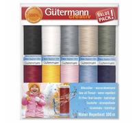 Gütermann Lot de 10 bobines de fil à coudre Water Repellent - 100 m - Idéal pour les coutures imperméables et surpiquées.