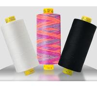 Gütermann Mara 120 9814 Kit de couture 3 fils en polyester Noir/blanc et multicolore 1000 m par bobine