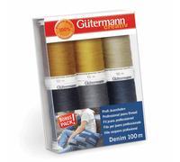 Gütermann creativ Set de fil à coudre avec 6 bobines fil jeans professionnel Denim 100 m dans des coloris typiques pour coutures jeans