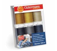Gutermann 731144-1 Lot de 6 Bobines de Fil Denim Multicolore 100 M