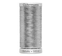 Gütermann Sulky Metallic Fil à Broder 500 m - Couleur 7009 Argent - Fil Métallique pour Broderie Machine et Main
