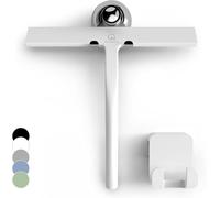 GÜTEWERK Raclette Douche Silicone, pour Vitre et Paroi, Blanc 23 cm | Verre Net en un Seul Passage, Noyau Inox Antirouille, Pose sans Perçage, Lame Souple et Large Couverture