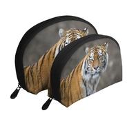 Guêtre Tigre, Trousse de Maquillage Coquille Femme Petit Porte-Monnaie Trousse de Toilette Trousse à cosmétiques 2 pièces