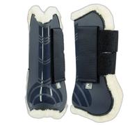 Guêtres antérieurs pour cheval Ouvertes protège-tendons avec doublure imitation fourrure Horze Caliber Bleu Full