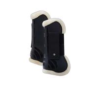 Guêtres antérieurs pour cheval Ouvertes protège-tendons avec doublure imitation fourrure Horze Caliber Noir Poney