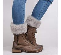 Guêtres Courtes Hiver Jambière Legging Chaud Chaussettes Mi-montante Tricoté Crochet Thermique Bas Jambières Collants Sous Bottines Fausse Fourrure Chaussette de Bottes Elastique Manche de Jambe