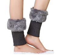 Guêtres Courtes Hiver Jambière Legging Chaud Chaussettes Mi-montante Tricoté Crochet Thermique Bas Jambières Collants Sous Bottines Fausse Fourrure Chaussette de Bottes Elastique Manche de Jambe