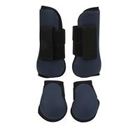 Guêtres de tendon de cheval, protège-jambes de cheval avant et arrière en PU absorbant les chocs, fixation stable avec doublure douce, jambe blessée ou pour compétitions et (A set of navy blue XL)